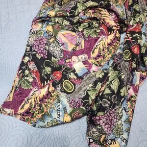 Nicole Miller 100% Silk Scarf Shawl Wine Country Vineyard Square 40" Vintage